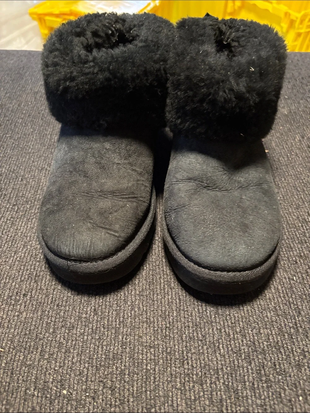 UGG Black Shearling Cuff Ankle Boots